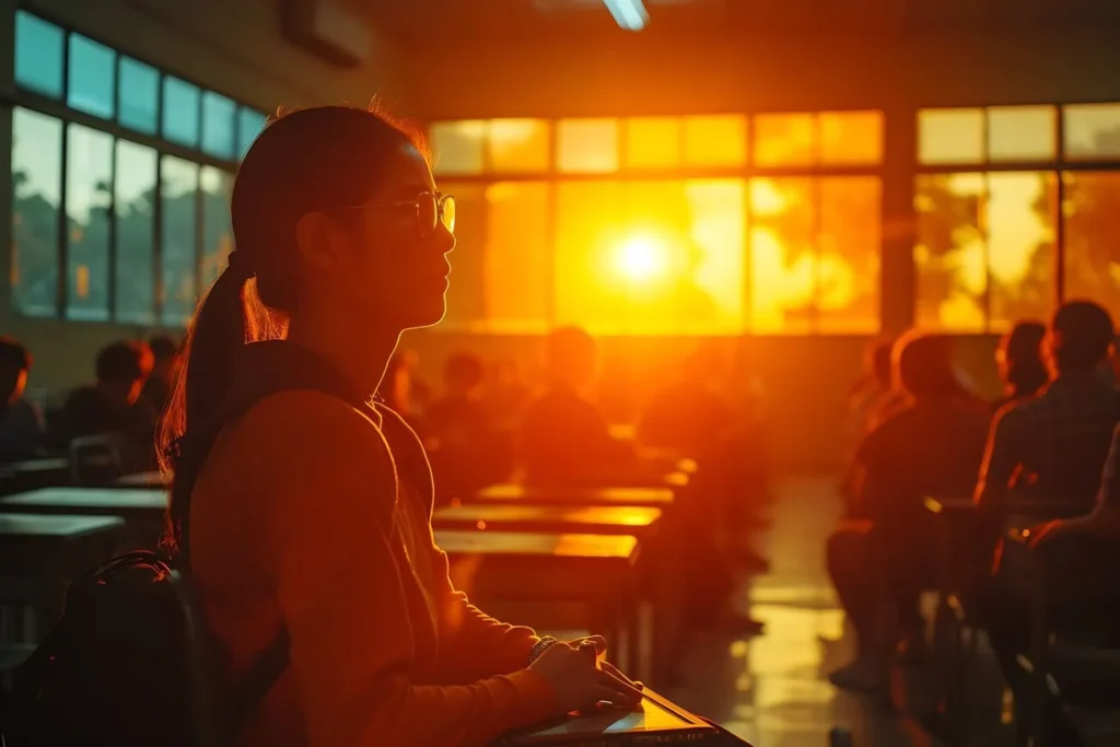 estudiante en salón